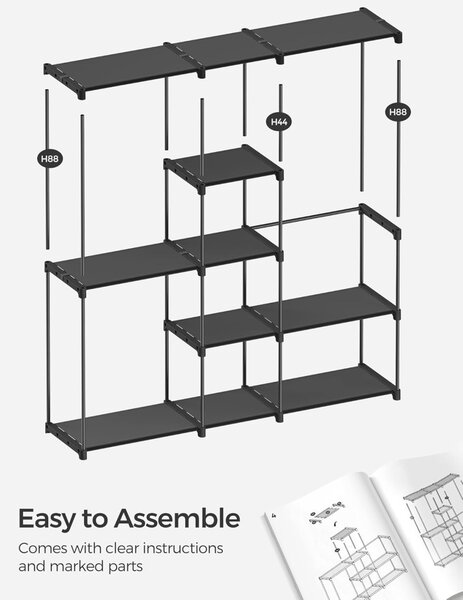 Cuier stander modular Negru Songmics 182x43x182 cm