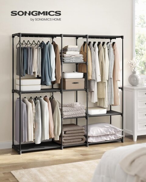 Cuier stander modular Negru Songmics 182x43x182 cm