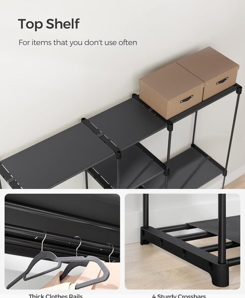 Cuier stander modular Negru Songmics 182x43x182 cm