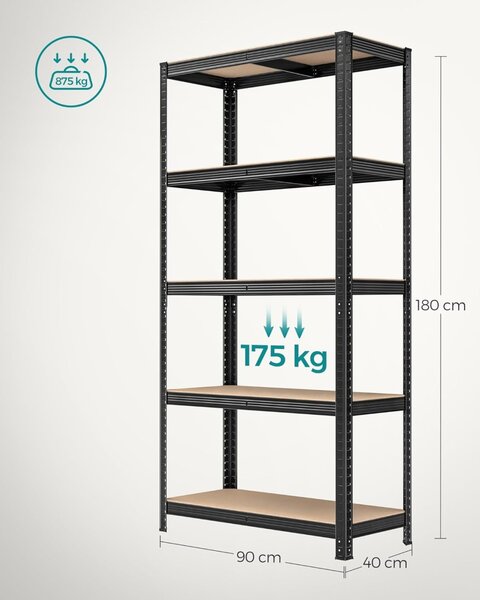 Raft metalic Negru Songmics 90x40x180 cm