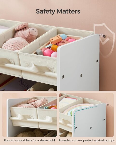 Raft organizare jucarii copii Alb Songmics 62.5x29.5x60 cm