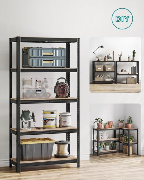 Raft metalic Negru Songmics 90x40x180 cm