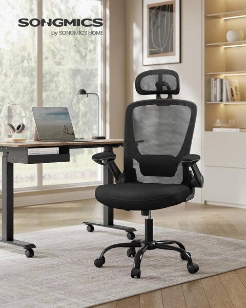 Scaun de birou Negru Songmics 62x62.4x120.4 cm