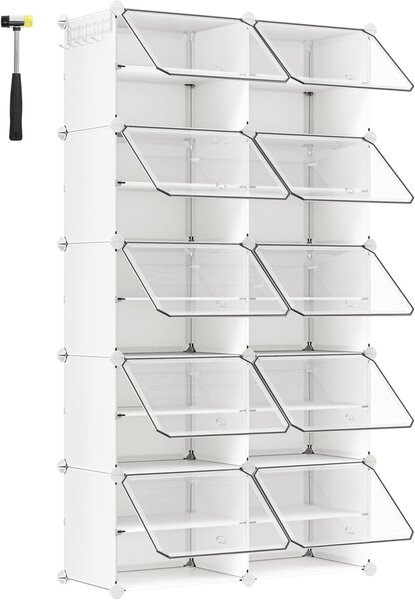 Pantofar modular Alb Songmics 82x32x152 cm