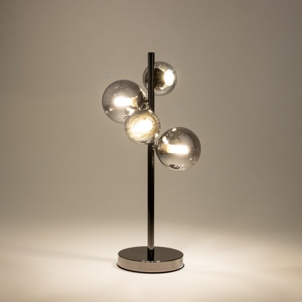 Brilagi - Lampă de masă LED MILLA 4xG9/3W/230V negru-cromat/sticlă fumurie