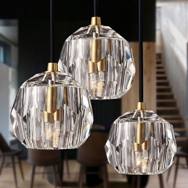 Lampă de tavan din cristal neagra APP588-3CPR