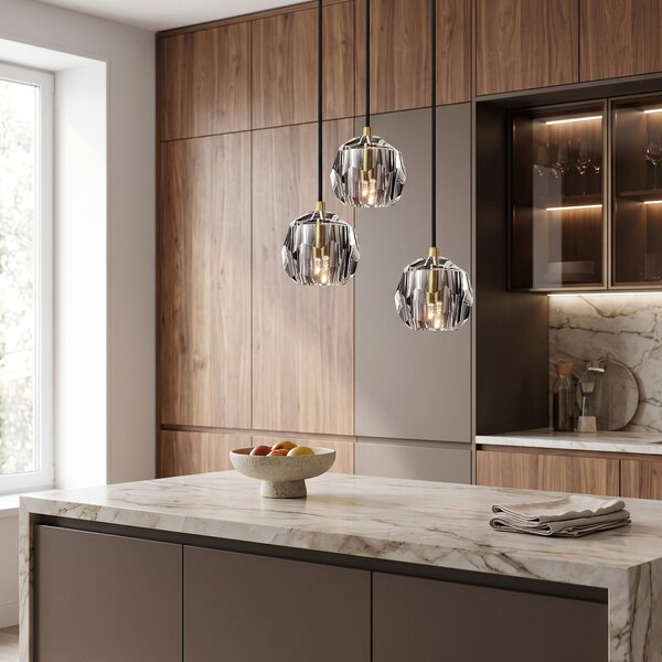 Lampă de tavan din cristal neagra APP588-3CPR