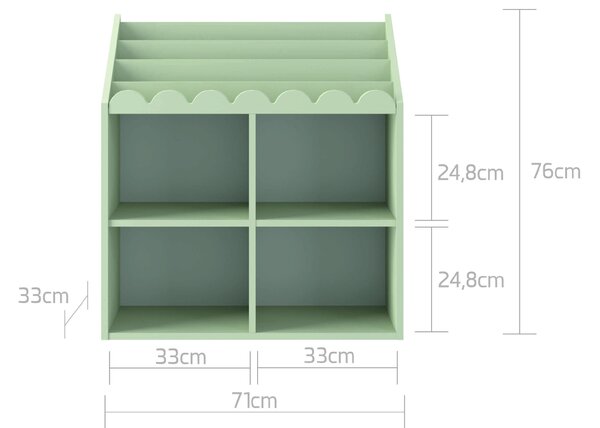 Biblioteca pentru copii BOOK NOOK SAGE 71x76 cm, verde deschis