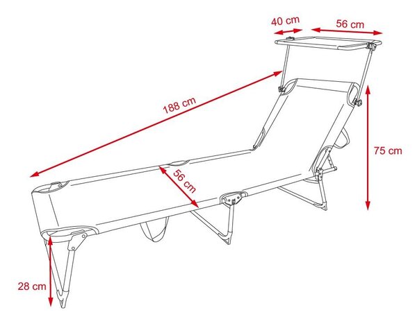 Șezlong relaxant cu copertină reglabilă SEBASTIAN