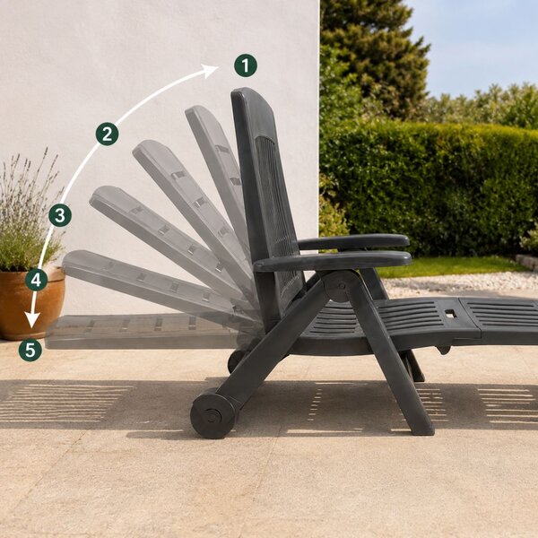 Șezlong de grădină ZIRCONE, 72×195×101 cm, antracit I.P.A.E-Progarden