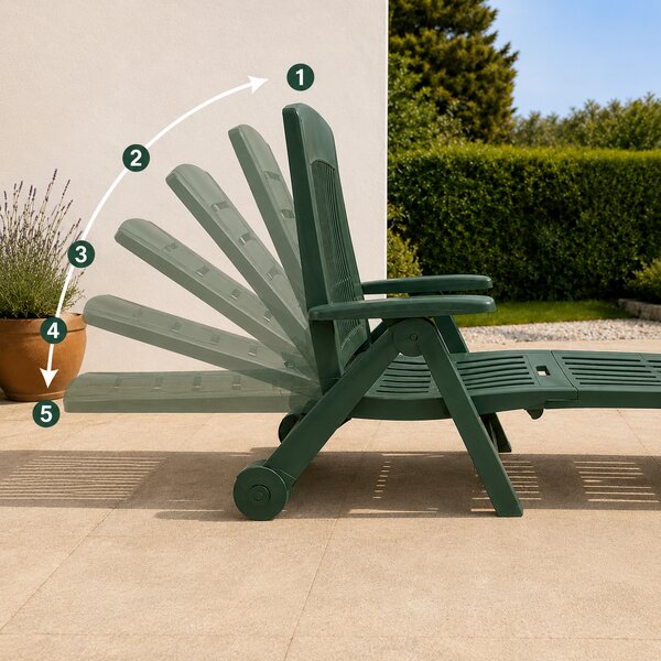 Șezlong de grădină ZIRCONE, 72×195×101 cm, verde închis I.P.A.E-Progarden