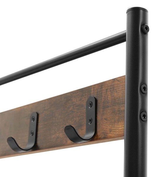 Cuier HENRY cu bancă și suport pentru pantofi, în stil industrial, 32x70x175 cm, maro/negru Vasagle