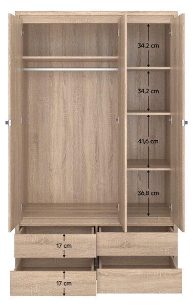 KONDELA Dulap cu oglindă 3D4S, stejar sonoma, NORTY TYP 1
