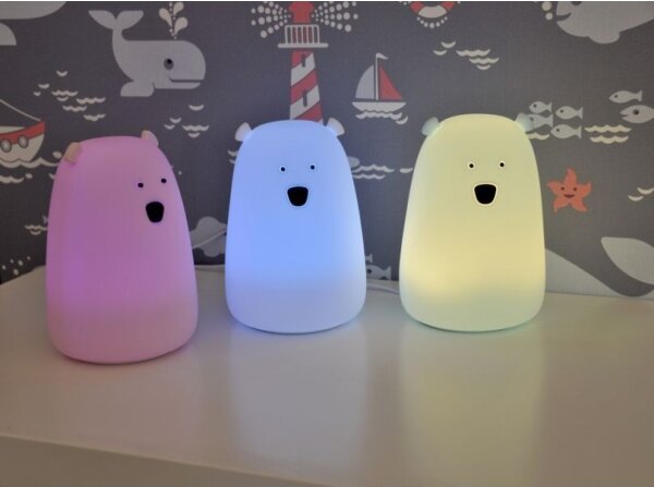 Lampă LED RGB pentru copii BEAR, tactilă, 0,8W, 5V, albastru