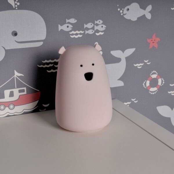Lampă LED RGB pentru copii BEAR, tactilă, 0,8W, 5V, roz + USB