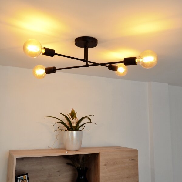 LED Lustră aplicată CAMBRIDGE 4xE27/8W/230V neagră