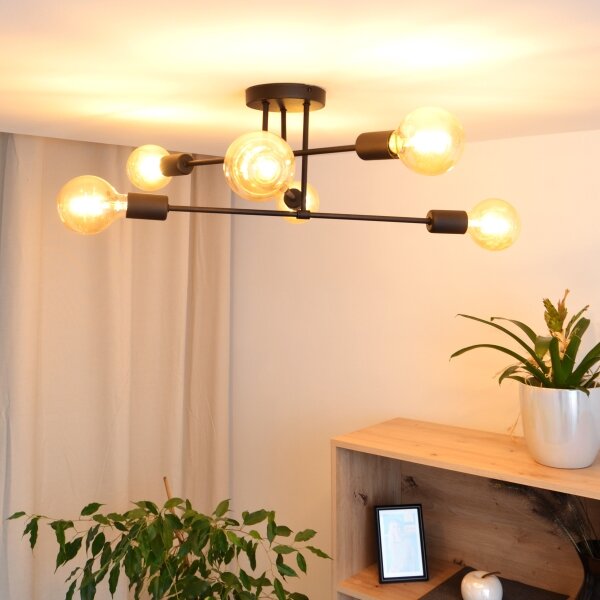 LED Lustră aplicată CAMBRIDGE 6xE27/8W/230V neagră