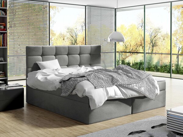 Pat boxspring Comfivo Osculum IDublu, Boxspring, Gri inchis, 160x200, Tapiterie, Somiera patSomiera pat, 16x21x11cm