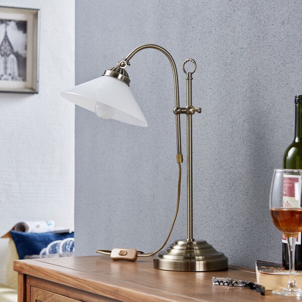 Lindby Lampă de masă Otis, alamă antică, sticlă, 60 cm, E14, Bronz / Alamă Veche, Hol, Metal, Antichitate