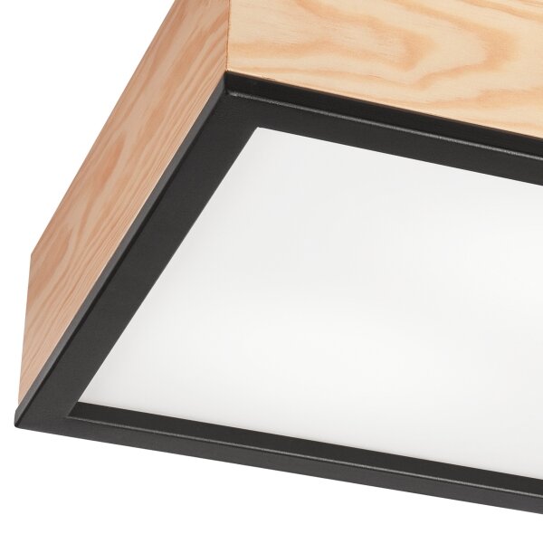 Plafonieră NATURAL SQUARE 2xE27/15W/230V 31x31 cm pin/negru