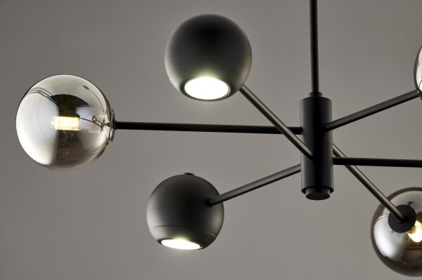 Lustră pe tijă Jupiter 1974 MOKA 3xGU10/10W/230V + 3xG9/10W/230V negru/crom