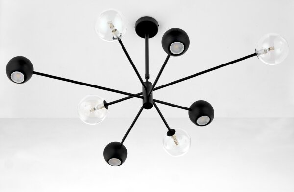 Lustră pe tijă Jupiter 1996 MOKA 4xGU10/10W/230V + 4xG9/10W/230V negru/transparent