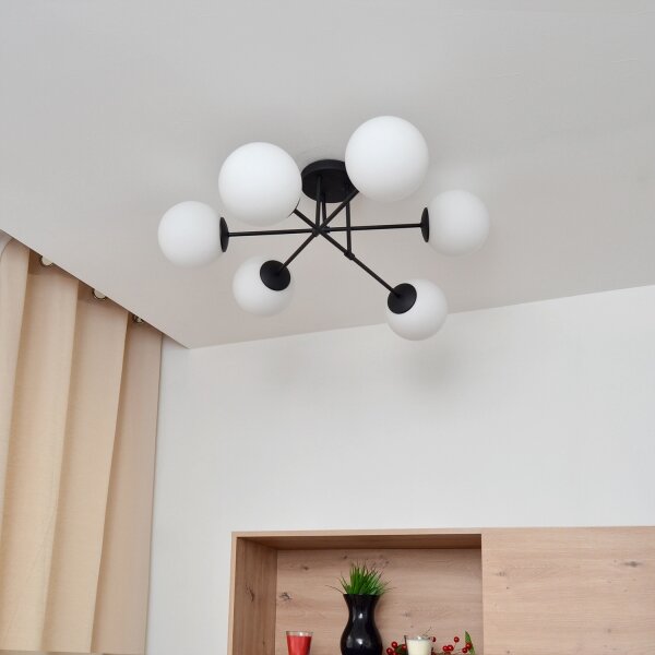 Lustră aplicată MOON 6xE27/15W/230V negru