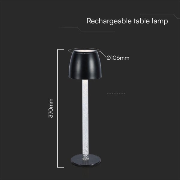 Lampă de birou LED încărcabilă, dimabilă, 3W, 5V, 3000K, neagră