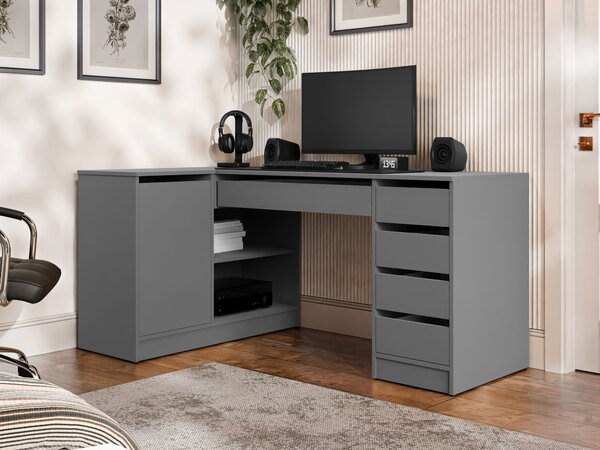 Birou de colt Comfivo Terros III, Antracit, PAL laminat, 76x158x98cm, 57.9 kg