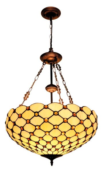 BRILAGI - Tiffany lustru cu vitralii pe lanț IVORY SMOOTH 3xE27/60W/230V pr.50 cm