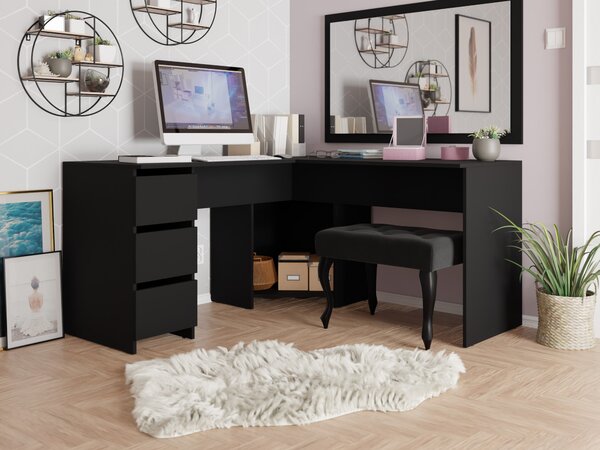 Birou de colt Comfivo 576, Negru, PAL laminat, 74x142x142cm, 53 kg