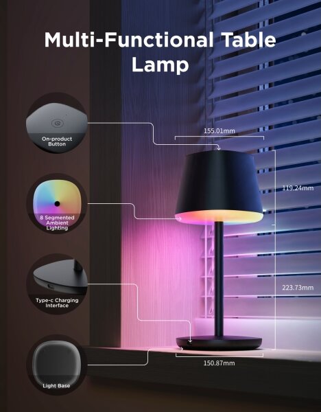 Govee - LED RGBICWW Lampă de masă cu intensitate reglabilă CLASSIC MATTER LED/10W/5V Wi-Fi