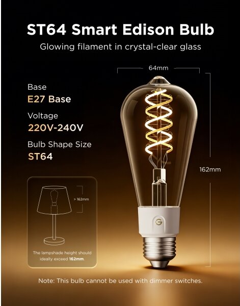 Govee - Bec LED RGBWW reglabil Smart MATTER ST64 E27/5W/230V 2700-6500K Wi-Fi