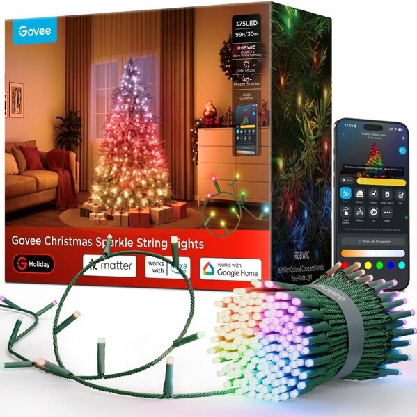 Govee - LED RGBWIC Instalație luminoasă de Crăciun pentru exterior 2700-6500K 30m Wi-Fi Matter IP65