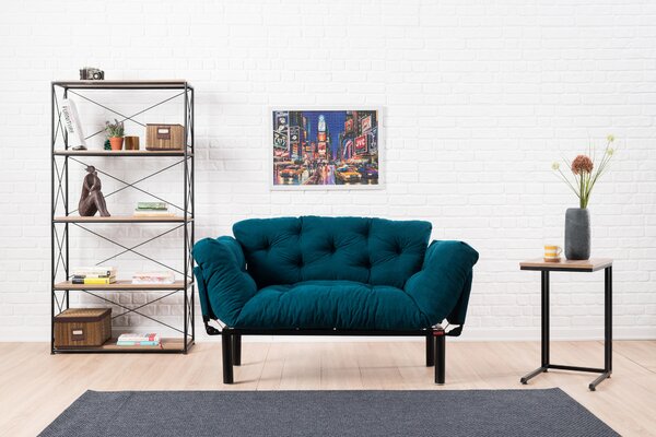 Atelier Del Sofa, Canapea extensibilă 2 locuri Dilek albastru petrol 155/70/85 cm
