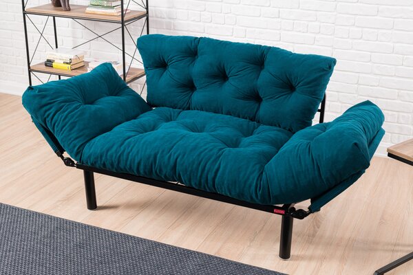 Atelier Del Sofa, Canapea extensibilă 2 locuri Dilek albastru petrol 155/70/85 cm
