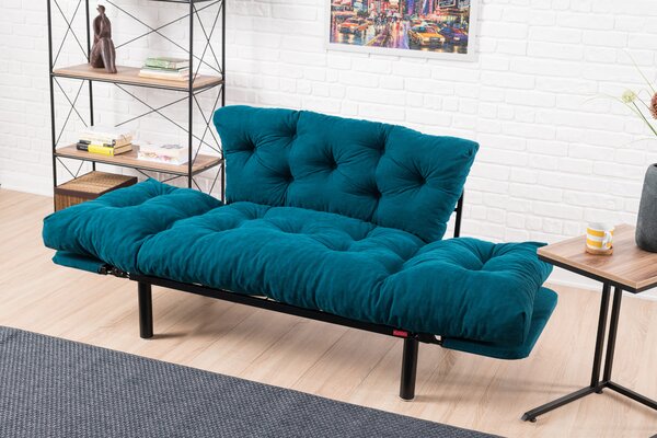 Atelier Del Sofa, Canapea extensibilă 2 locuri Dilek albastru petrol 155/70/85 cm