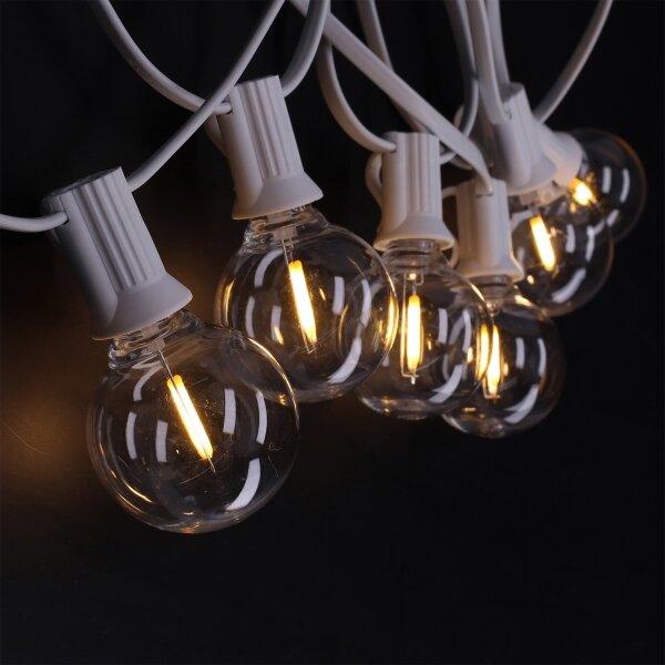 Brilagi GIRLANDA – ghirlandă LED decorativă pentru exterior, 25 x E12, 20 m, cablu alb, IP44, lumină albă caldă