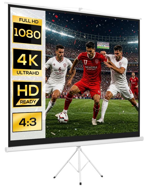 HOMCOM Ecran Proiector de 120" Format 4:3 din Tesatura Tip Plasa, Plastic si Metal cu Trepied, 244x183 cm, Alb | Aosom Romania