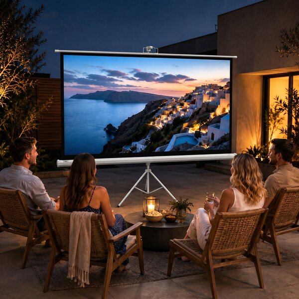 HOMCOM Ecran Proiecție Portabil 84 Inch, Suport Inclus, Ecran 4K HD 16:9, Vizionări Exterioare/Interioare | Aosom Romania