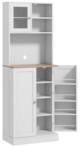 HOMCOM Mobilier Bufet Bucătărie pentru Cuptor cu Microunde cu Rafturi și Suport Condimente Alb | Aosom Romania