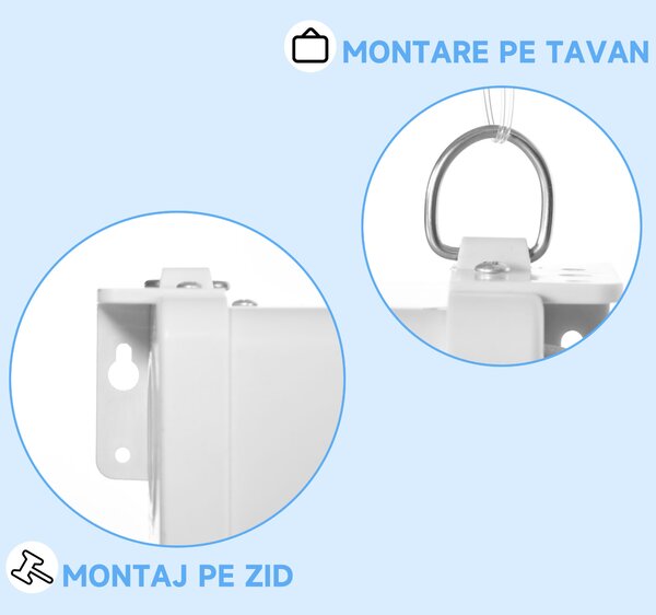 HOMCOM Ecran pentru Proiector 80" 16:9 cu Sfoară de Reglaj, din Plastic și Metal, 187x8x150 cm, Alb | Aosom Romania
