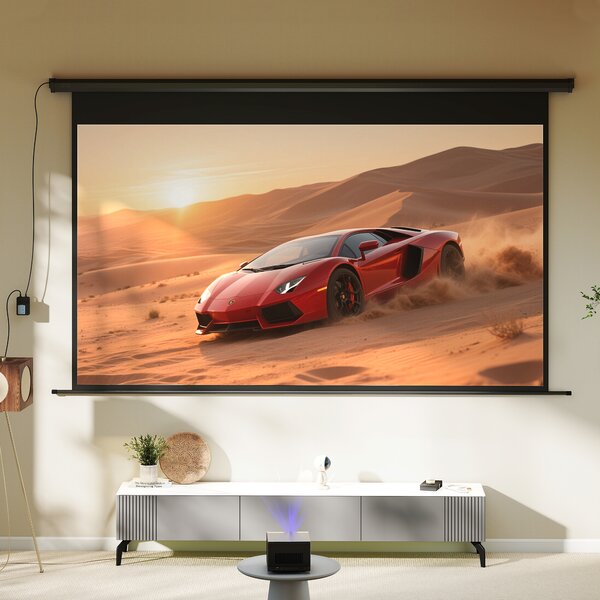 HOMCOM Ecran de proiecție motorizat 120 inch, 16:9 4K HD, montaj pe perete sau tavan cu telecomandă, 297x8x183cm | Aosom Romania