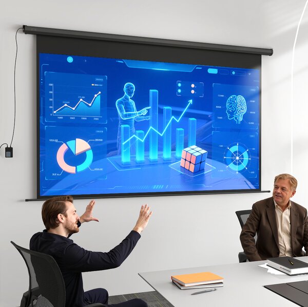 HOMCOM Ecran de proiecție motorizat 120 inch, 16:9 4K HD, montaj pe perete sau tavan cu telecomandă, 297x8x183cm | Aosom Romania