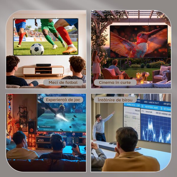 HOMCOM Ecran pentru Proiector 120" 16:9 HD 4K/8K Portabil, Lavabil și Anticută, Alb | Aosom Romania