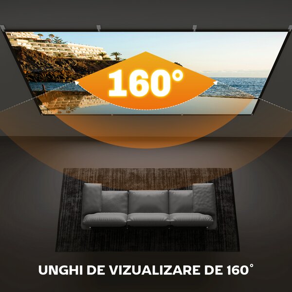 HOMCOM Ecran pentru Proiector 120" 16:9 HD 4K/8K Portabil, Lavabil și Anticută, Alb | Aosom Romania