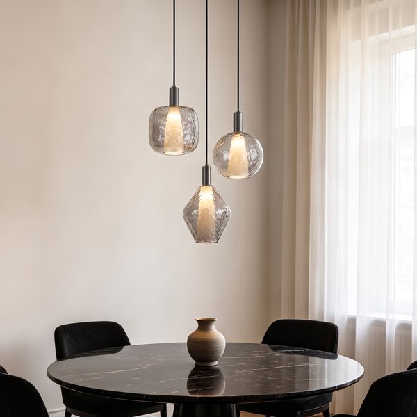Lampă suspendată de design Gun metal cu 3 lumini - Ard