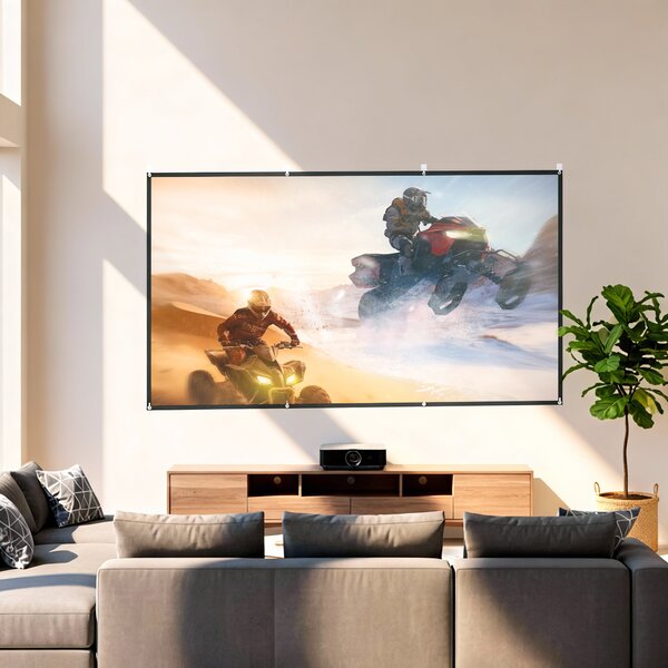 HOMCOM Ecran pentru Proiector 120" 16:9 HD 4K/8K Portabil, Lavabil și Anticută, Alb | Aosom Romania