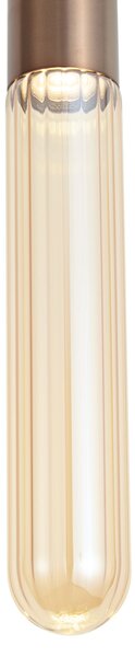 Lampă suspendată Art Deco Bronz închis cu sticlă striată IP44 - Walcott