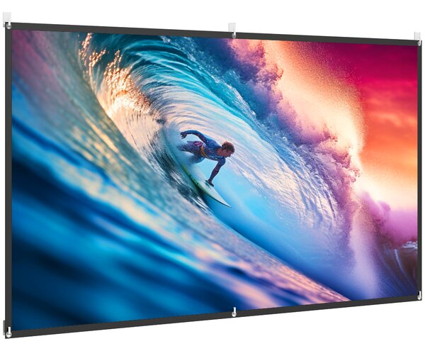 HOMCOM Ecran Proiector 100 Inch 4K/8K HD Format 16:9, Reglabil Manual, Lavabil, Unghi Vizualizare 160°, pentru Acasă, Cinema, Birou, Alb | Aosom Romania